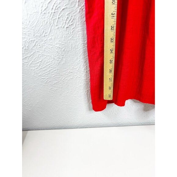 Pioneer Woman 3XL Red Rayon/Poly 40"L Dress Embroidered Puff Sleeve V-Neck EUC - Picture 4 of 10